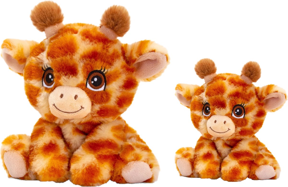 Keel Toys - Pluche knuffel dieren set 2x Familie Giraffes 16 en 25 cm