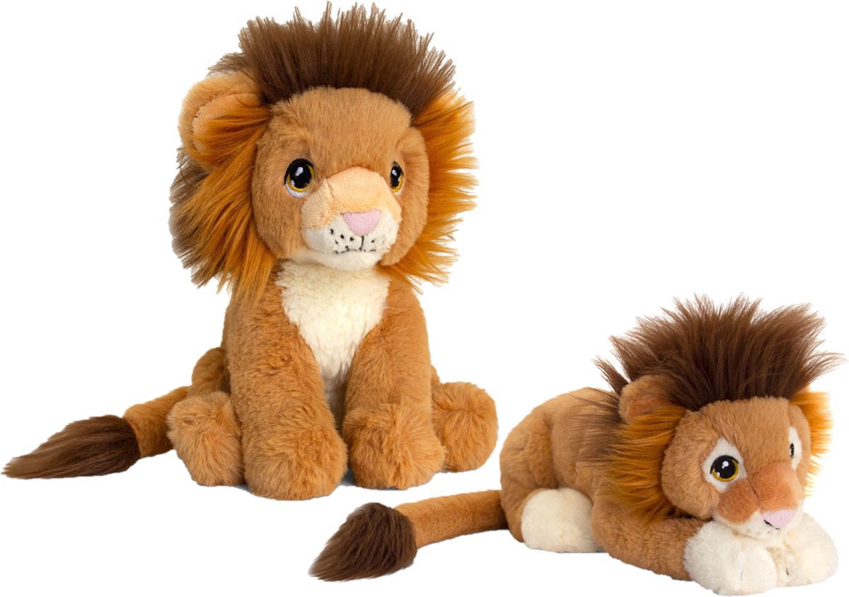 Keel Toys - Pluche knuffel dieren set 2x leeuwen 25 en 35 cm