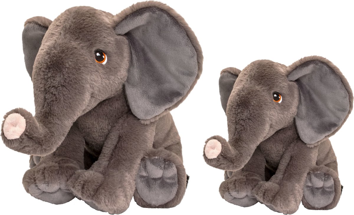 Keel Toys - Pluche knuffel dieren set 2x olifanten 18 en 35 cm