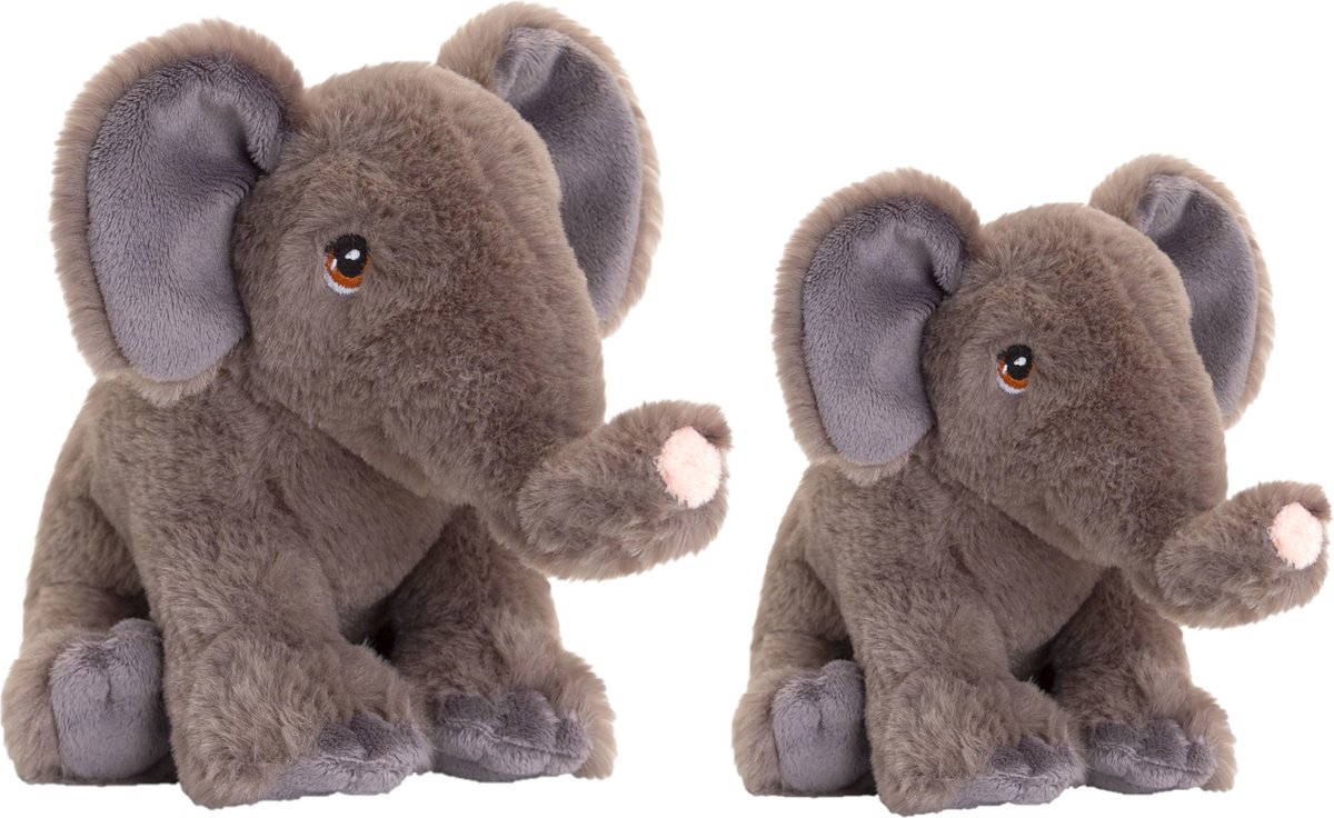 Keel Toys - Pluche knuffel dieren set 2x olifanten 25 en 35 cm