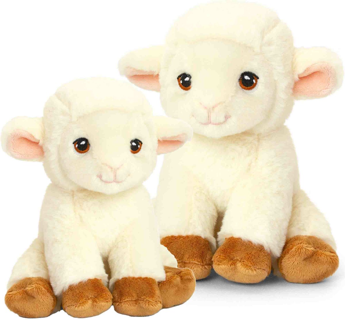 Keel Toys - Pluche knuffels schapen familie - 2x stuks - 18 en 25 cm