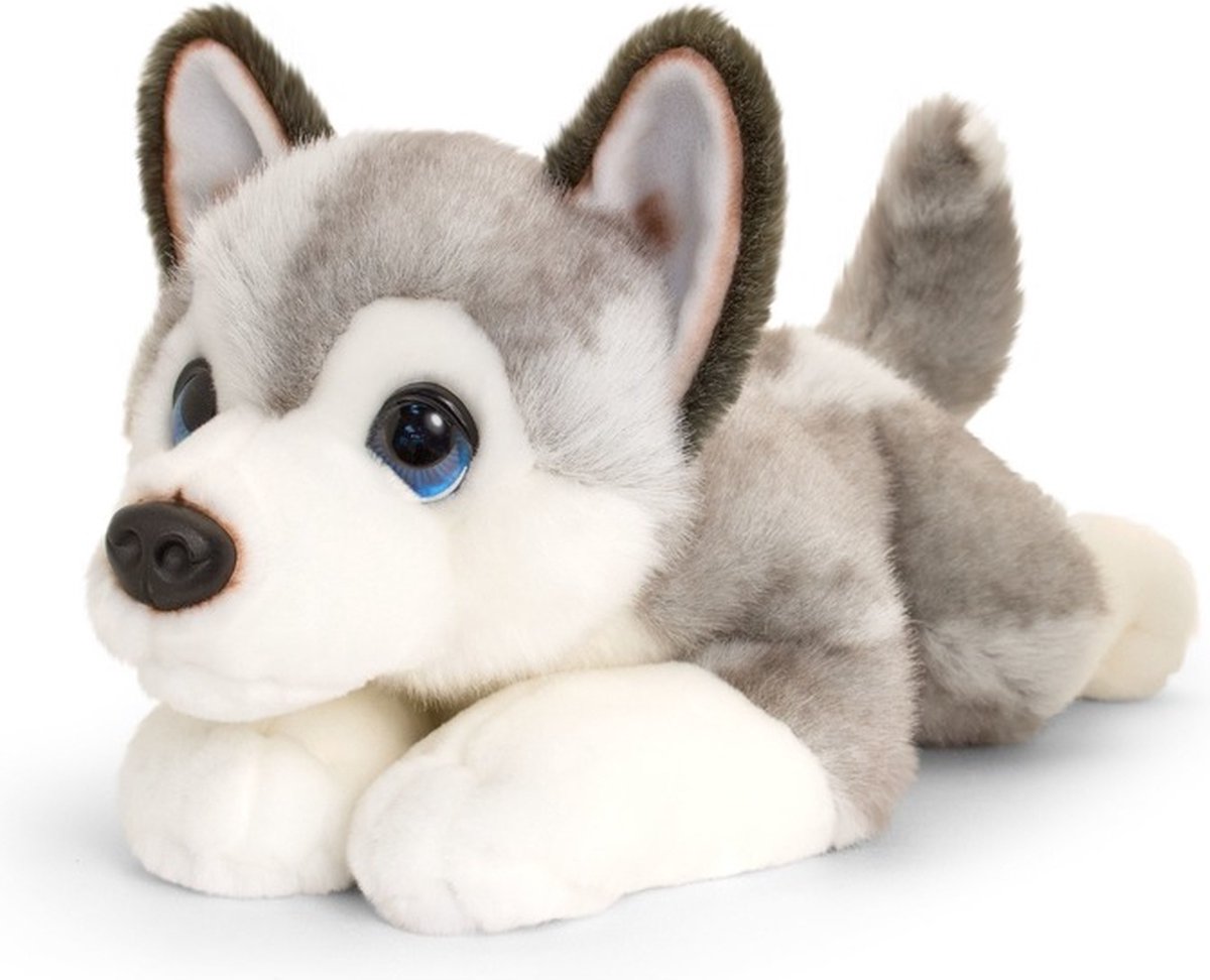 Keel Toys grote pluche Husky grijs/wit honden knuffel 47 cm - Honden knuffeldieren - Speelgoed voor kind