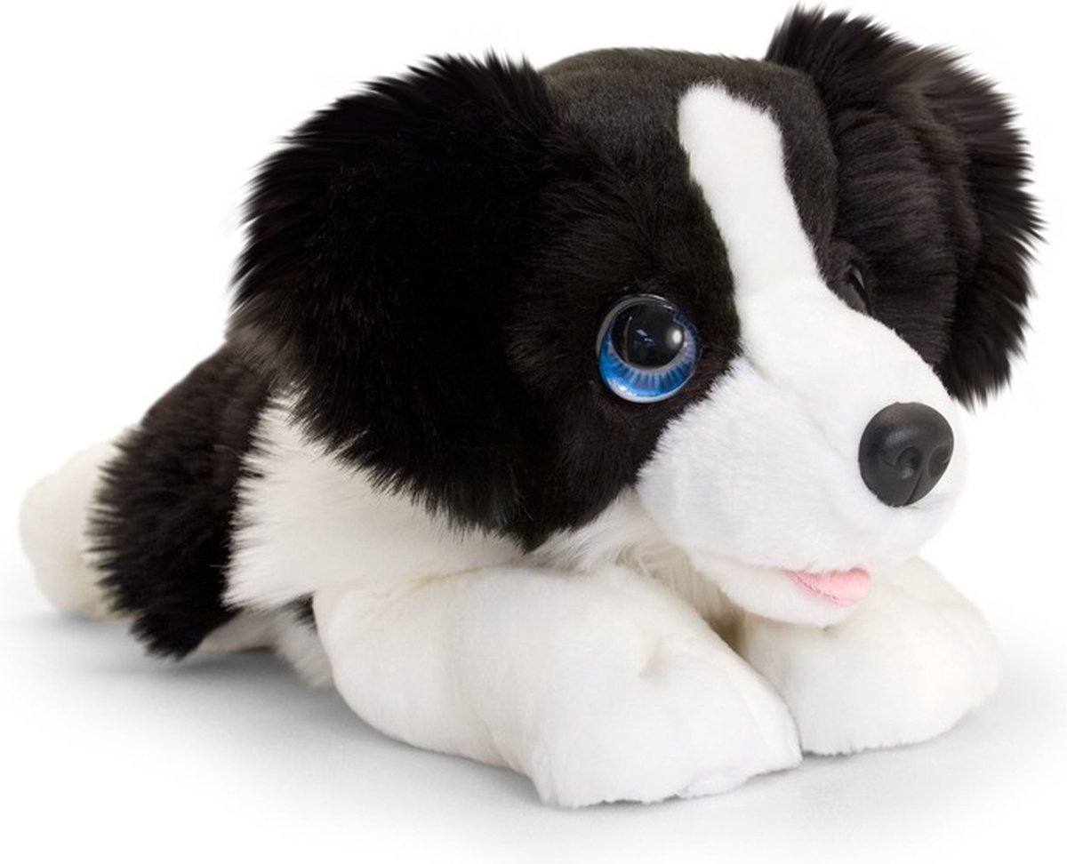 Keel Toys pluche Border collie zwart/wit honden knuffel 37 cm - Honden knuffeldieren - Speelgoed voor kind