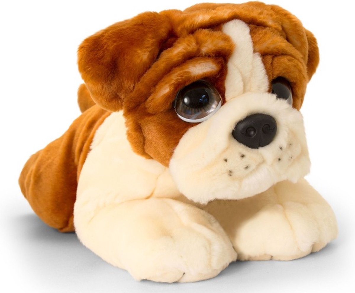 Keel Toys pluche Bulldog bruin/wit honden knuffel 37 cm - Honden knuffeldieren - Speelgoed voor kind