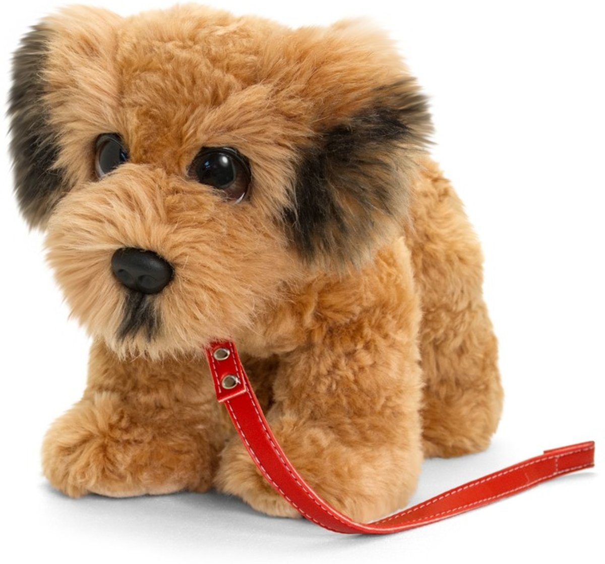 Keel Toys pluche Ierse terrier aan riem bruin honden knuffel 30 cm - Honden knuffeldieren - Speelgoed voor kind