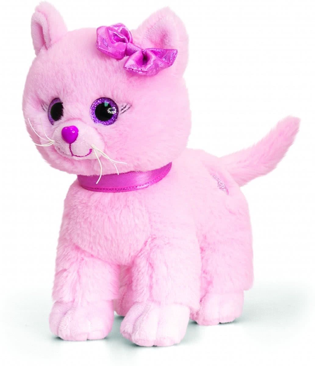 Keel Toys pluche kitten/kat knuffel roze 25 cm - knuffeldier