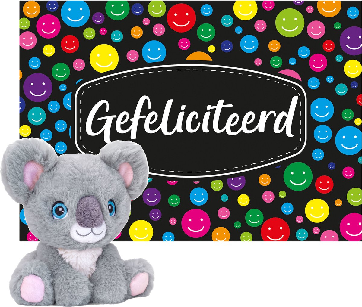 Keel toys - Cadeaukaart A5 Gefeliciteerd met superzacht knuffeldier koala 16 cm