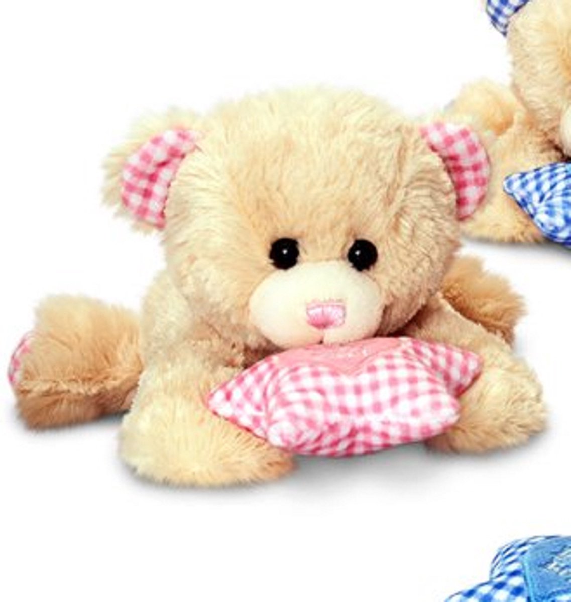 Knuffel Keel baby met muziekdoos in roze knuffel teddybeer liggend