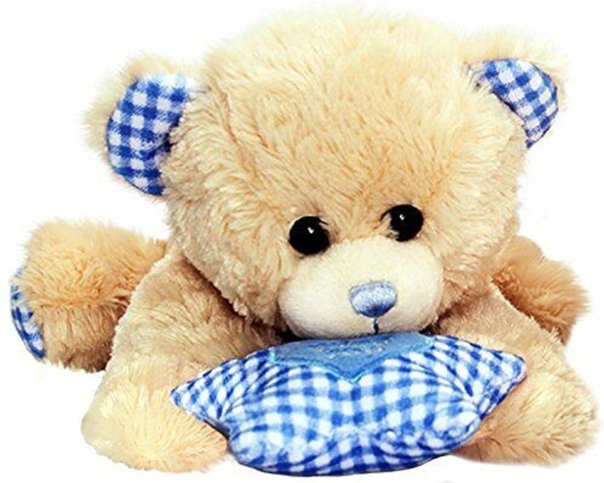 Knuffel baby knuffel met muziekdoos blauwe knuffel teddybeer liggend