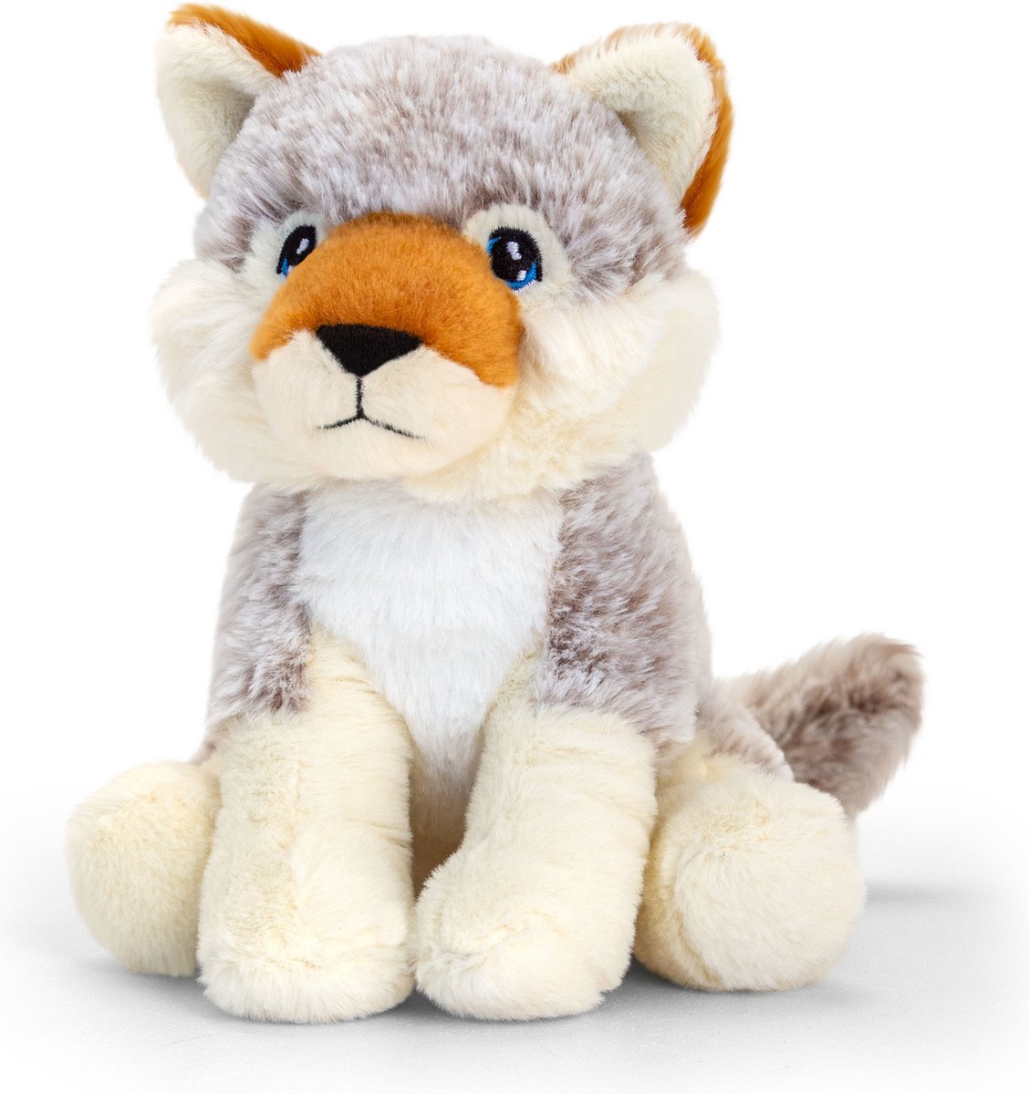 Pluche knuffel dieren grijze wolf 18 cm - Knuffelbeesten wolven speelgoed