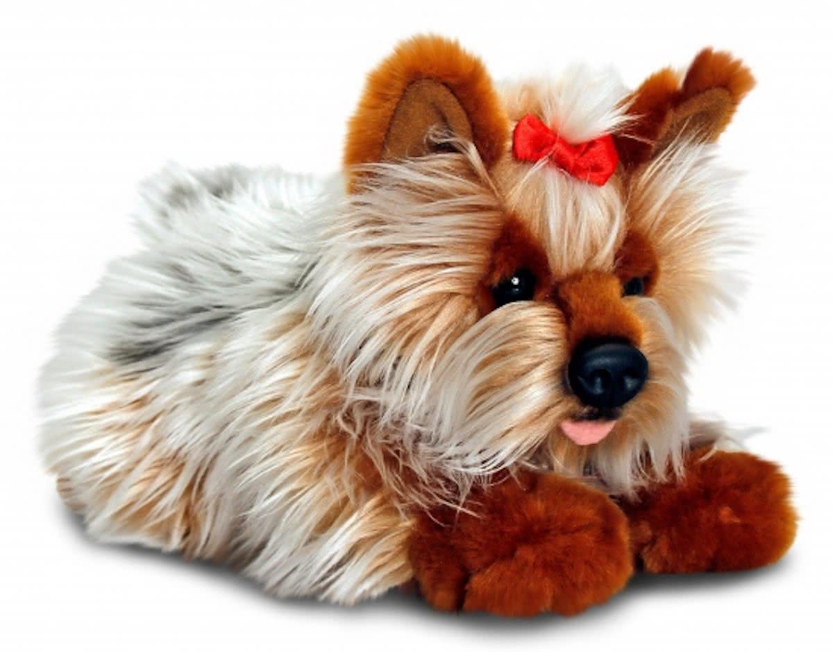 Pluche yorkie hond knuffel bruin 35 cm