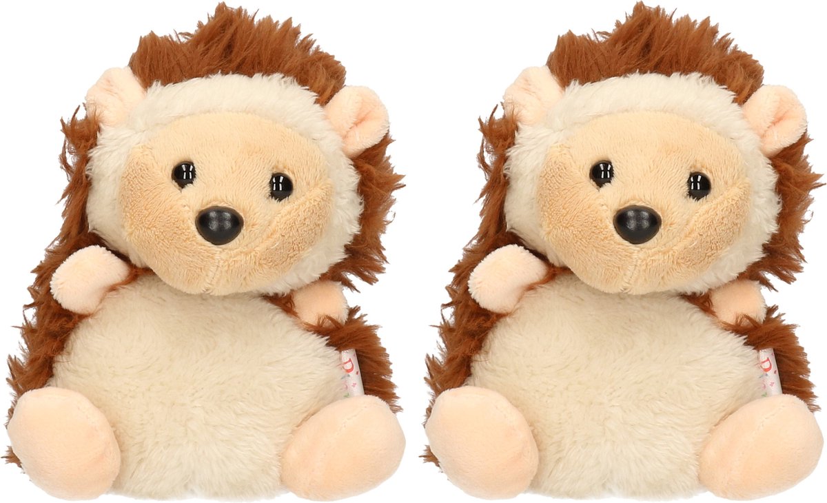 Set van 2x stuks pluche knuffel egels van 14 cm - Dieren knuffelbeesten voor kinderen