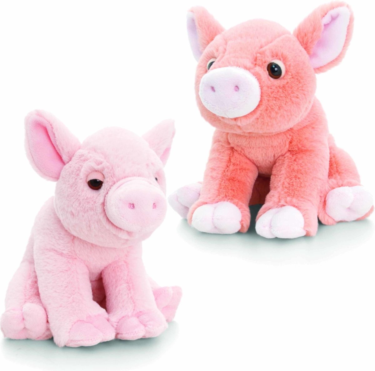 Setje van 2x stuks pluche zachte knuffel varkens van 16 cm - Dieren knuffels roze varkentjes