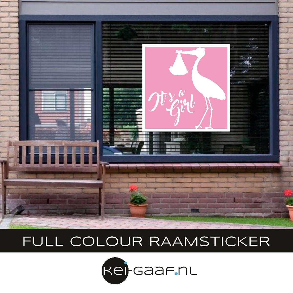 Raamsticker – geboorte sticker – uniek - 60 x 60 cm – top kwaliteit – jongen meisje – plakken zonder bubbels – gemakkelijk te verwijderen – keigaaf – laat het zien!