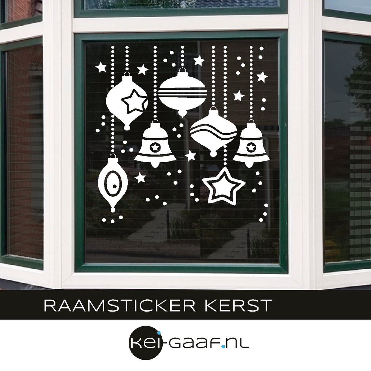 Raamsticker – kerst – uniek - 58 x 58 cm – top kwaliteit – sfeervol – plakken zonder bubbels – kleur wit – zowel voor buiteen als binnen geschikt - keigaaf