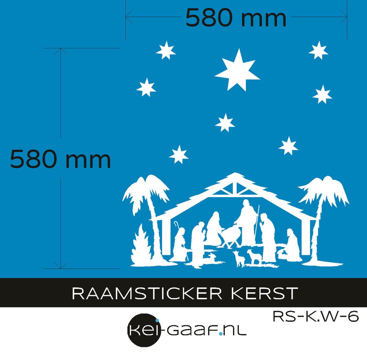 Raamsticker – kerst – uniek - 58 x 58 cm – top kwaliteit – sfeervol – plakken zonder bubbels – kleur wit – zowel voor buiteen als binnen geschikt - keigaaf