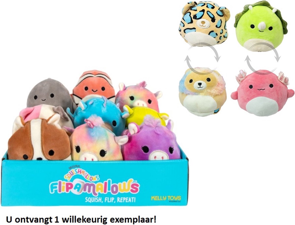 Squishmallow knuffel Flip A Mallow - 1 willekeurig exemplaar - 11 cm - Spaar ze allemaal