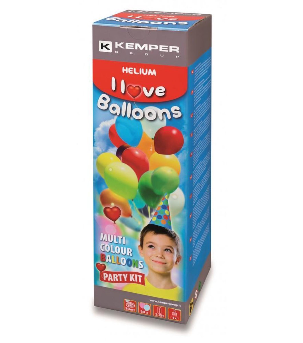 Helium gasfles 2,2 liter + 30 ballonnen en 20 meter lint - Professionele kwaliteit - Kemper ELIO 573