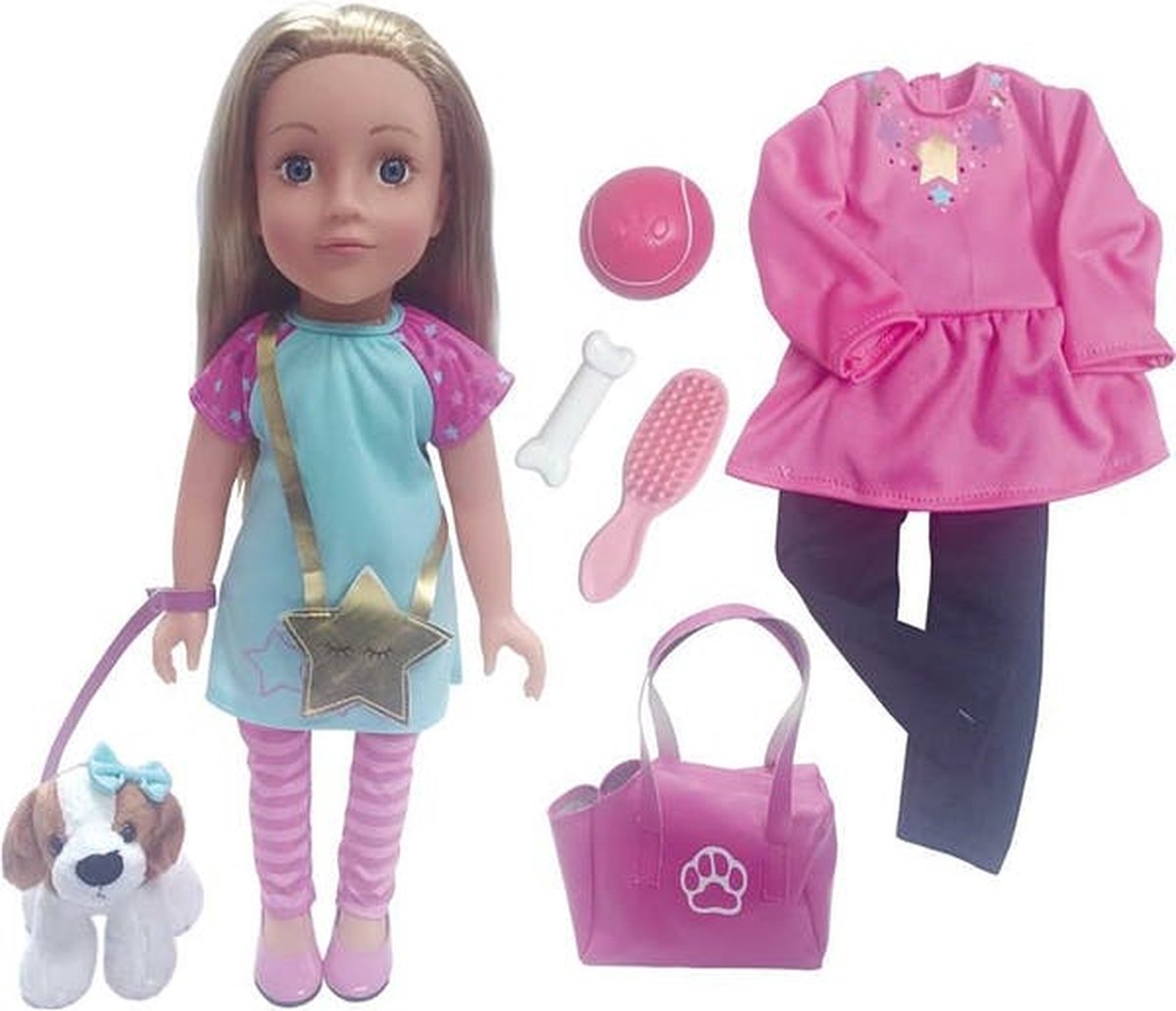 Kenza Dolls Pop Met Hondje En Accessoires 46 Cm