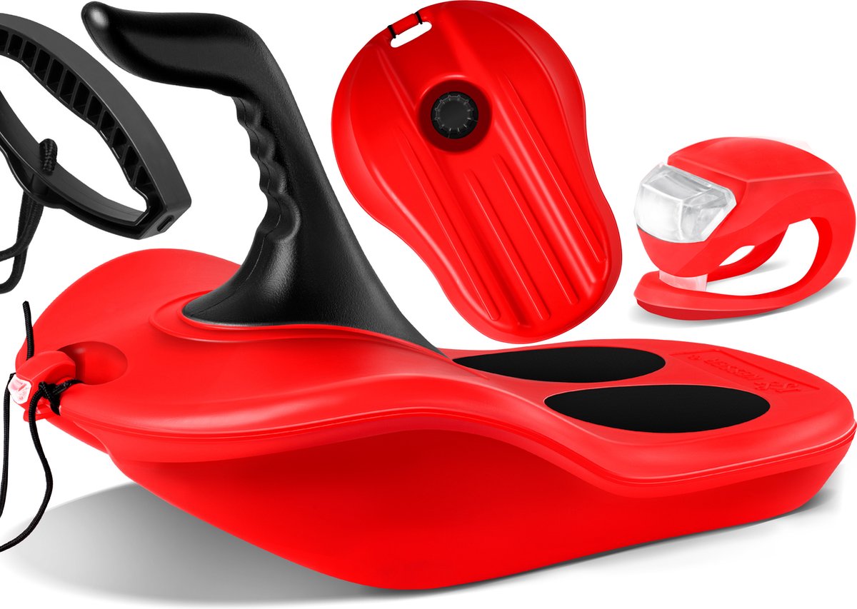 KESSER® Bob Snow / Slede / Snowhoover / Bob Alpina Met LED Licht incl. Trekkoord     Kinderslee Zip Bob Plastic   Stal voor Kinderen & Volwassenen Sneeuwsport Wintersport ZIPFEL   - Rood