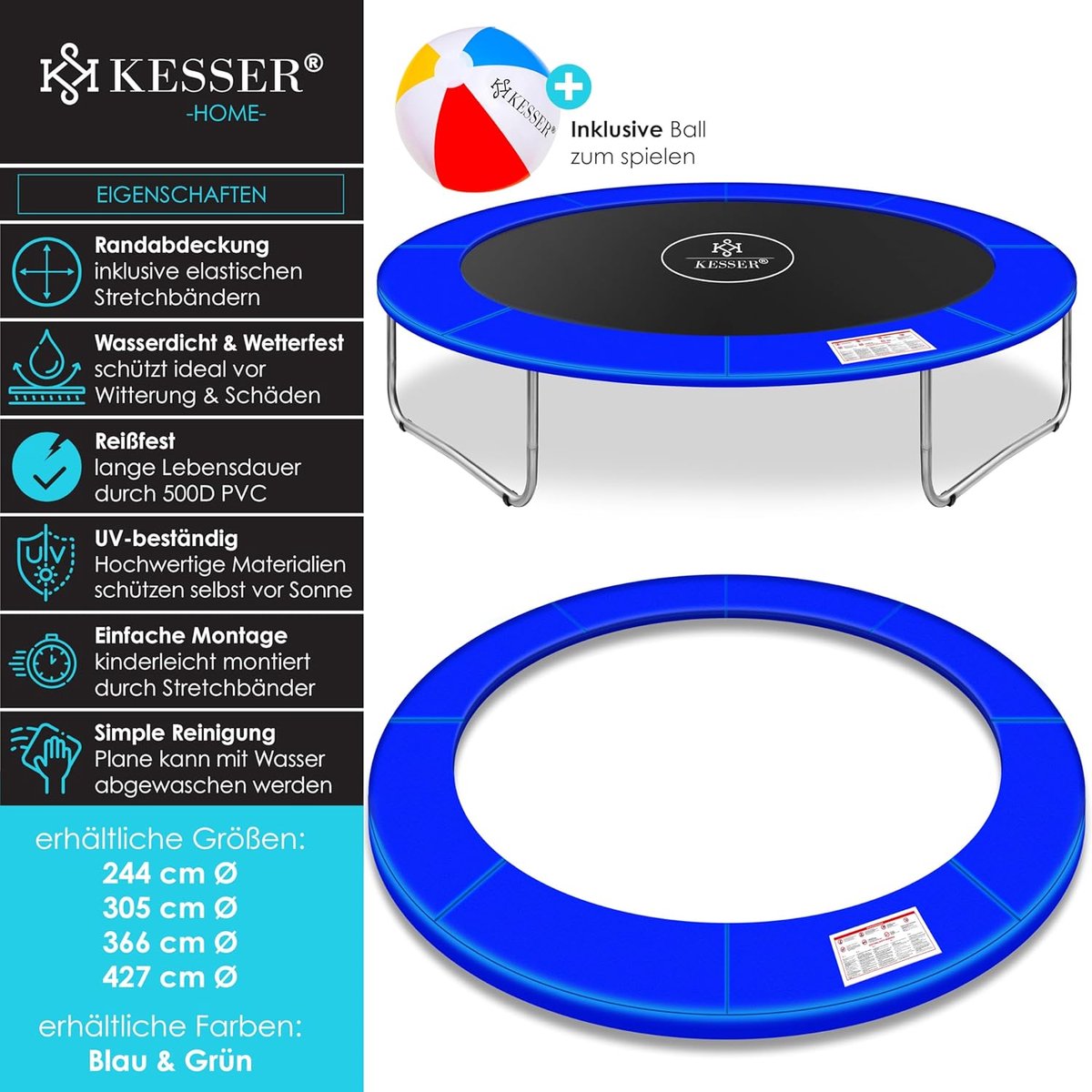 KESSER® Trampoline Randafdekking - Rand - Ø244cm - Blauw