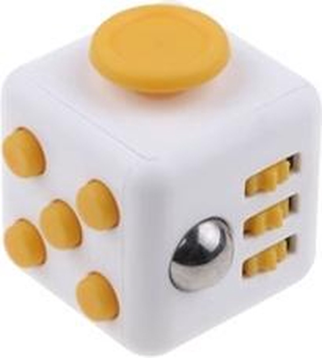 Fidget Cube - Anti-stress Kubus - Wit/Geel + Travelcase