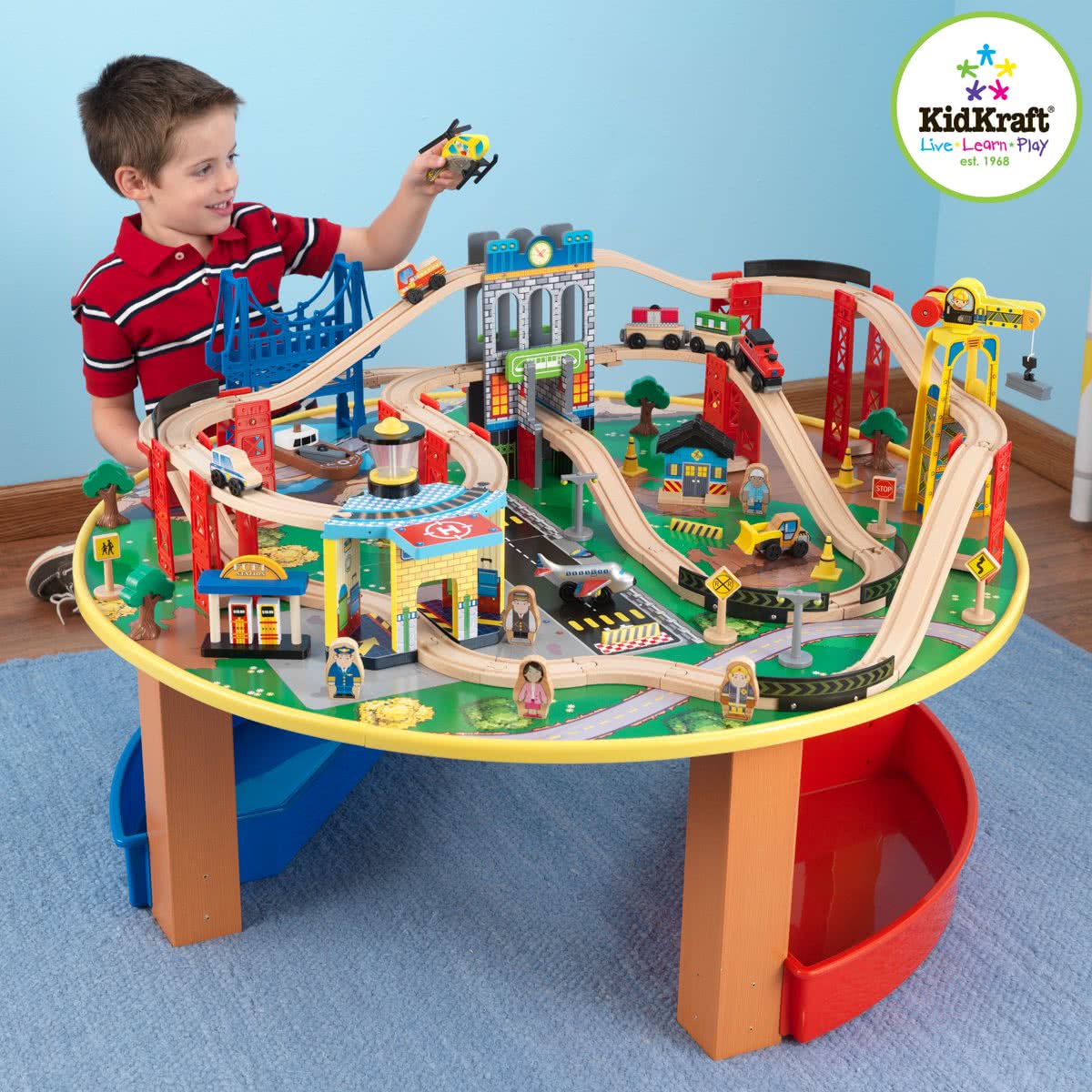 KidKraft Houten Stadverkenner Treinset inclusief Tafel