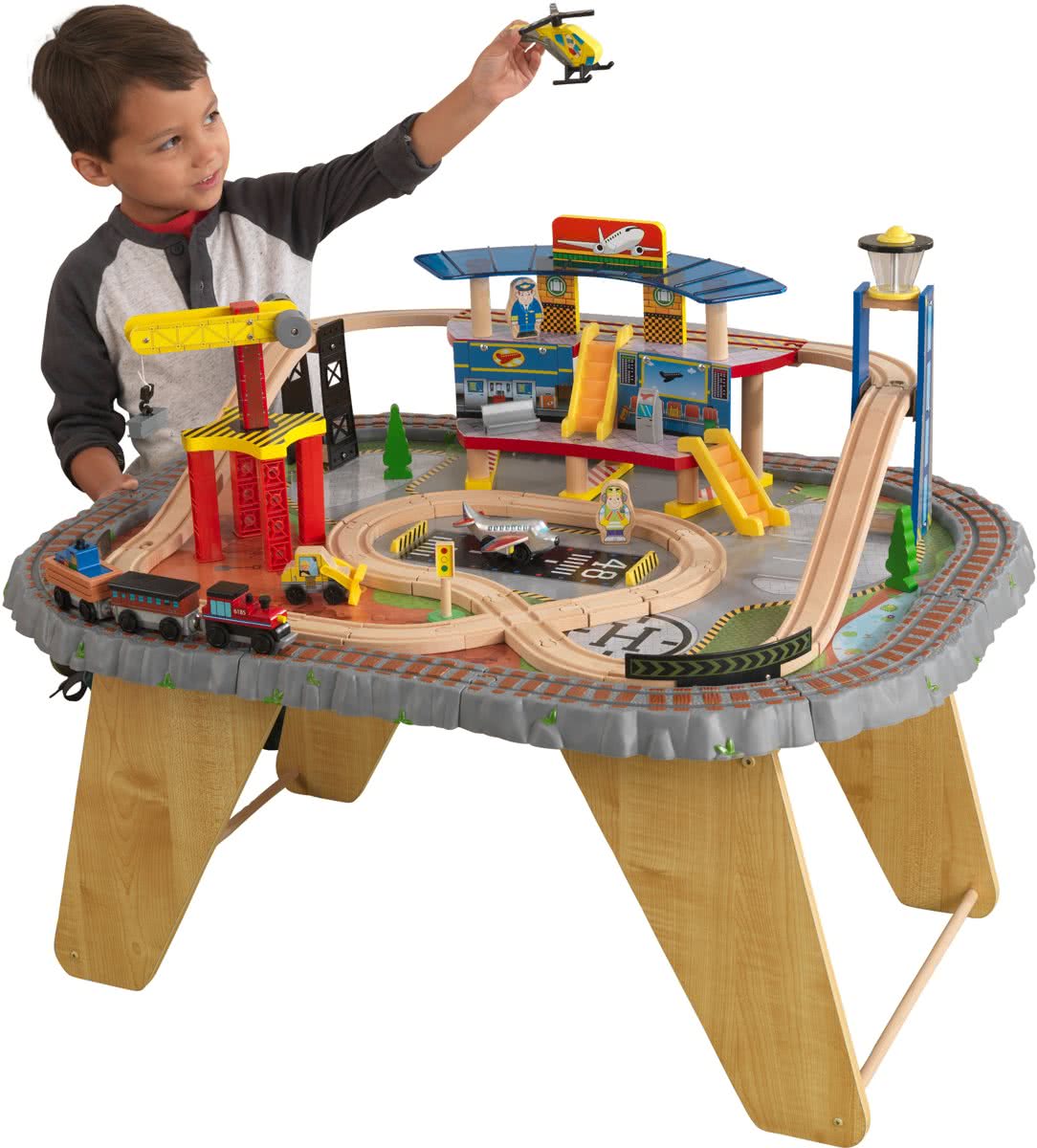 KidKraft Transportation Station houten treinset met tafel