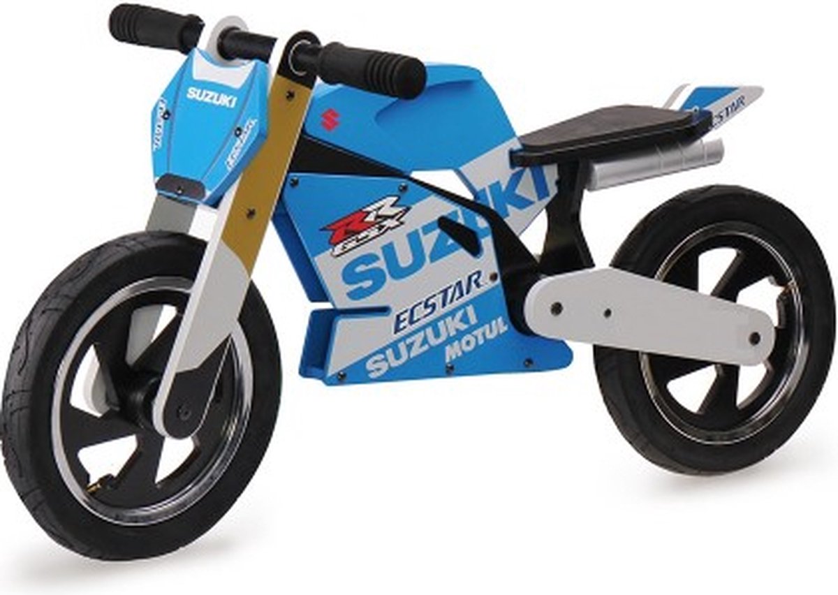 KIDDIMOTO Suzuki Loopfiets 12 INCH - Blauw/Wit