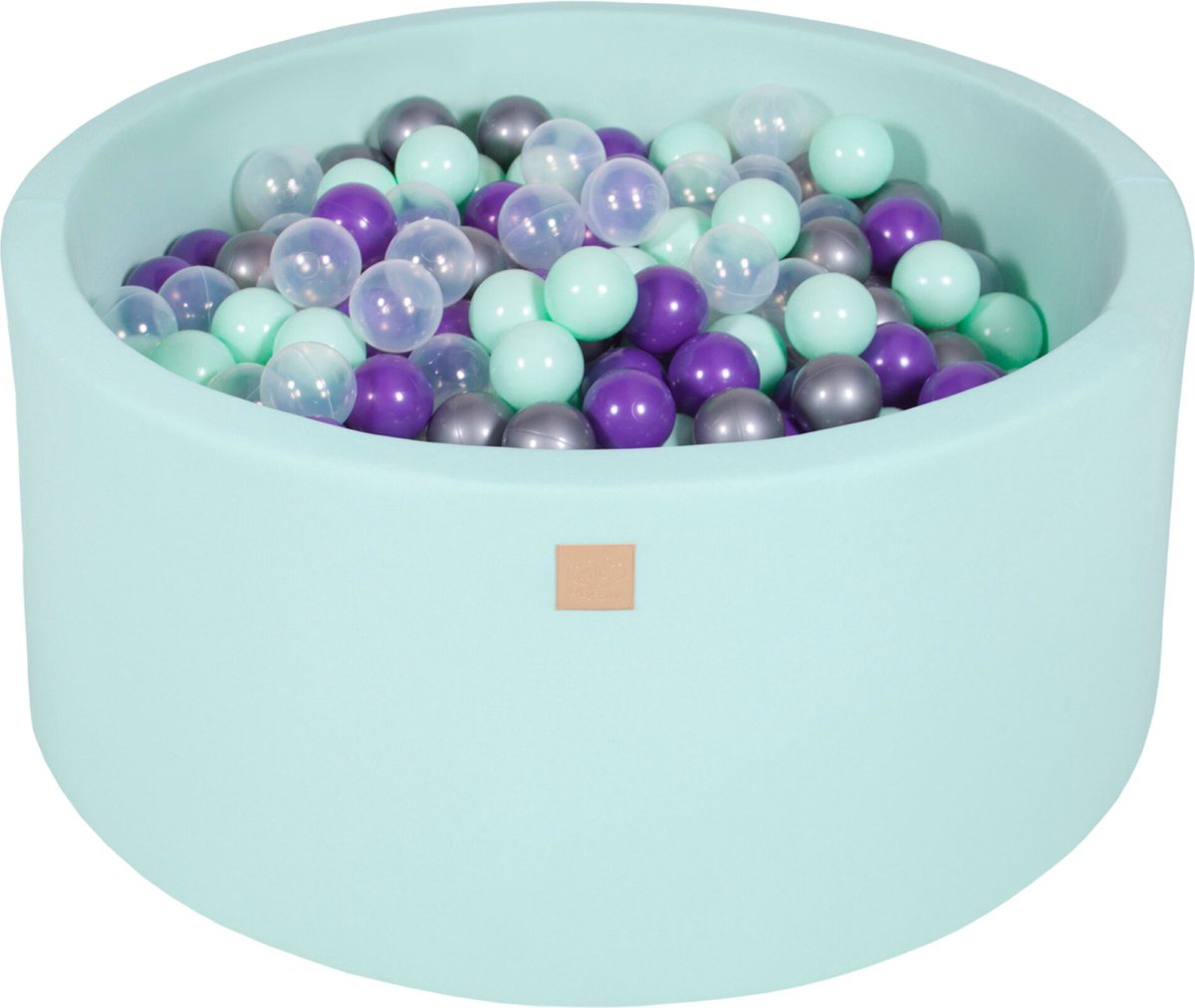Ballenbak KATOEN Mint - 90x40 incl. 300 bollen - Mint, Transparant, Zilver, Violet