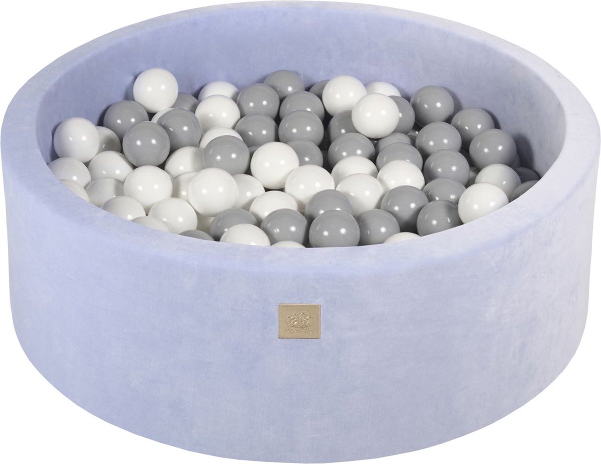   VELVET Baby Blauw - 90x30 incl. 200 bollen - Grijs, Wit