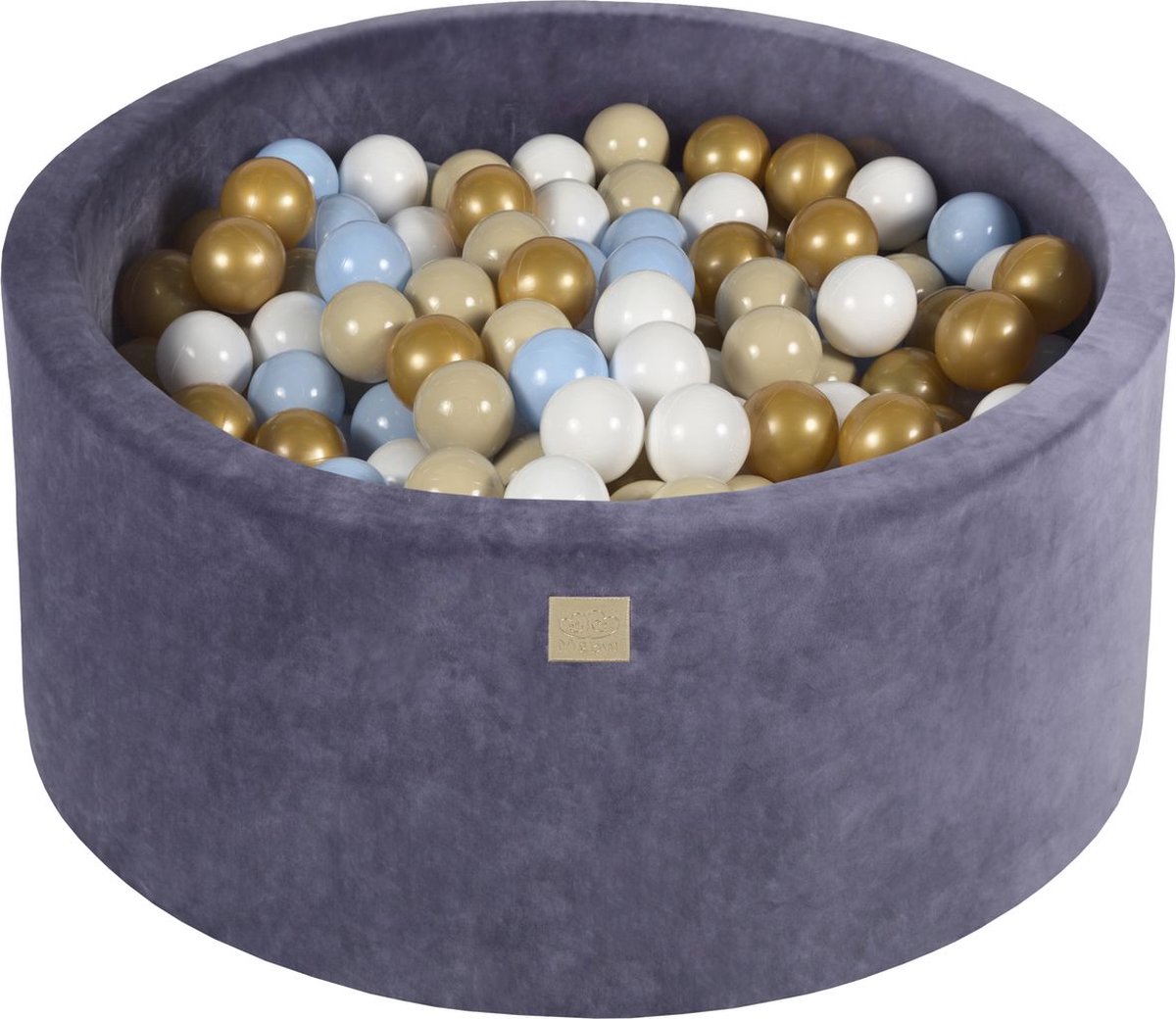 Ballenbak VELVET Grafiet - 90x40 incl. 300 bollen - Goud, Babyblauw, Beige, Transparant