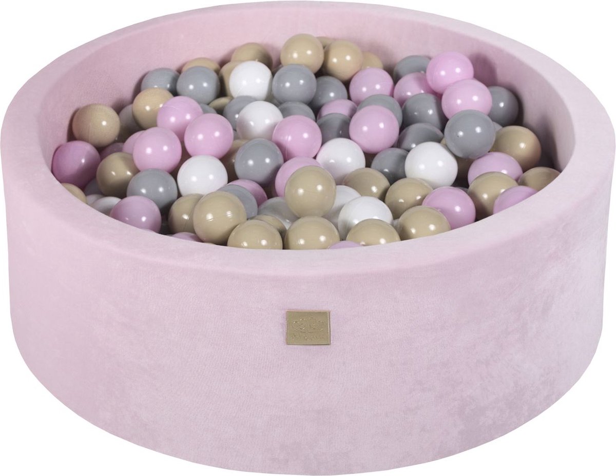 Ballenbak VELVET Poederroze - 90x30 incl. 200 bollen - Pastelroze, Grijs, WIT, Beige