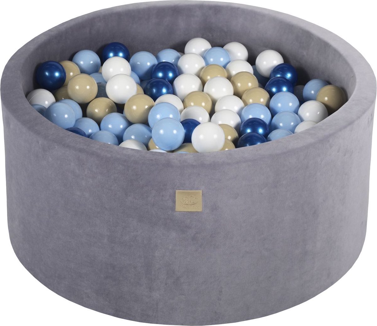 Ballenbak VELVET Staal - 90x40 incl. 300 bollen - Parelblauw, Beige, Babyblauw, Wit