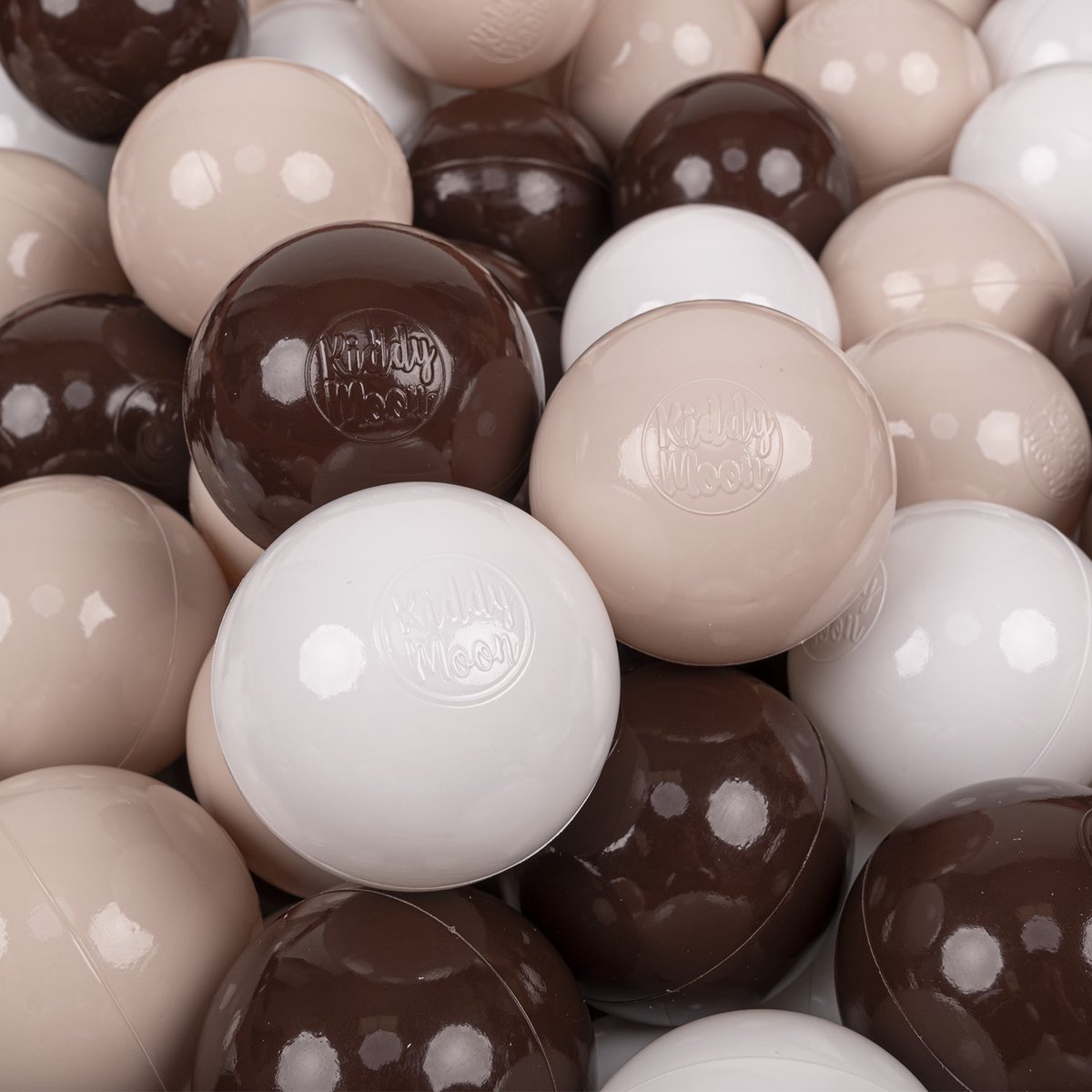   50 ballen/7cm kinderballen speelballen voor ballenbad baby éénkleurige plastic ballen made in eu, pastel beige/bruin/wit