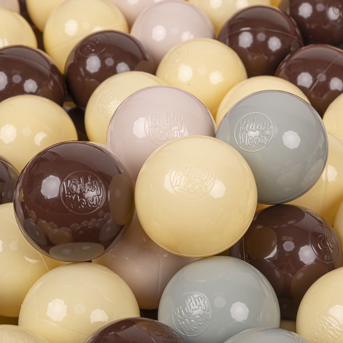   700 ballen/7cm kinderballen speelballen voor ballenbad baby éénkleurige plastic ballen made in eu, pastel beige/groen-grijs/pastelgeel/bruin