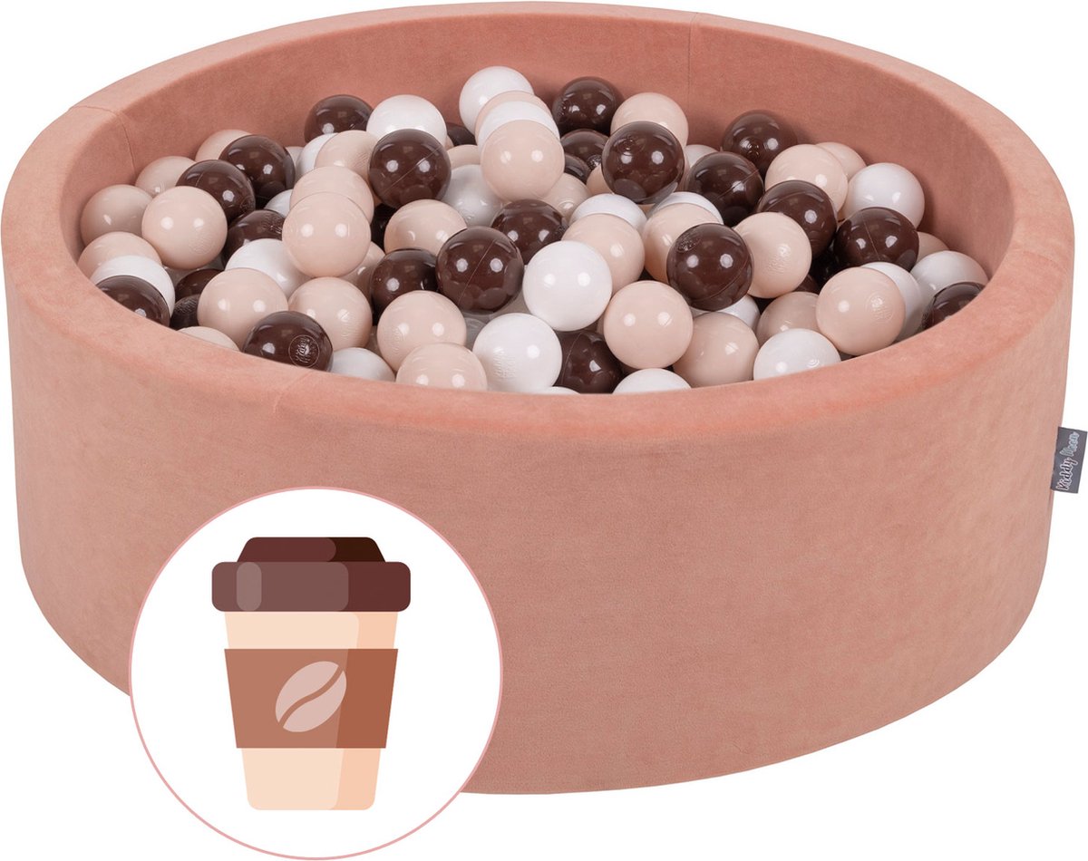   Ballenbad voor kinderen met 300 kleurrijke ballen ∅7cm 90x30cm -   voor Babys rond -   ballen - Met schuimvulling - Ballenbad foam - Voor sensorische - Koffie: Pastelbeige Bruin Wit