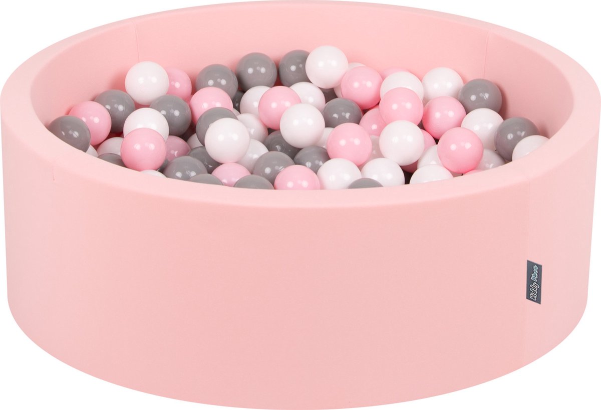     voor kinderen Rond 90x30cm - 300 kleurrijke ballen ∅7cm - Speelgoed baby schuim - Baby ballenbad foam - Kunststof ballen -   ballen - Voor sensorische - Met schuimvulling - Lichtroze: Wit Grijs Roze