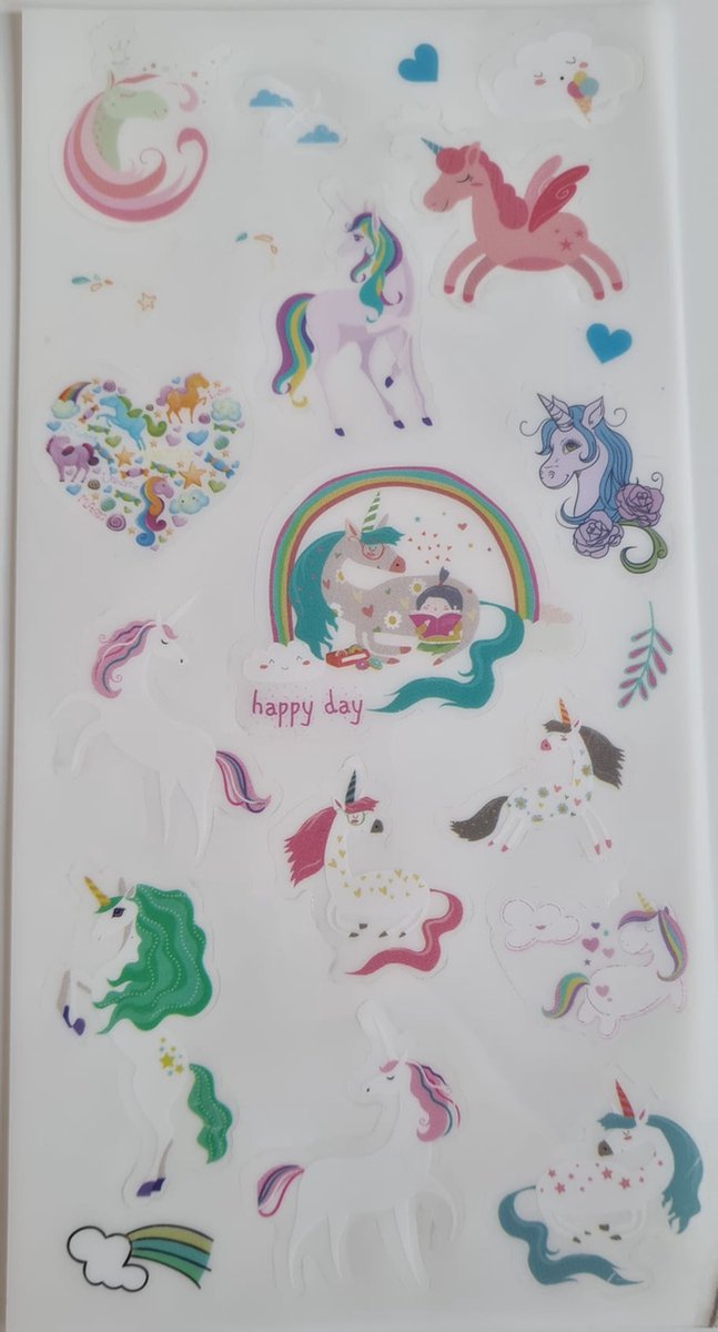 Eenhoorn stickers 1 vel - Unicorn - Eenhoorns - Unicorns - stickervel