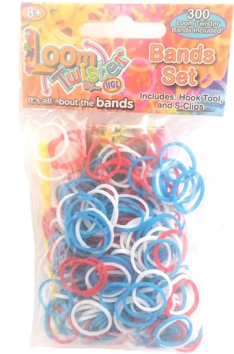 Loom Bandjes - Rood Wit Blauw - 300 stuks - loombandjes - Loom Twister