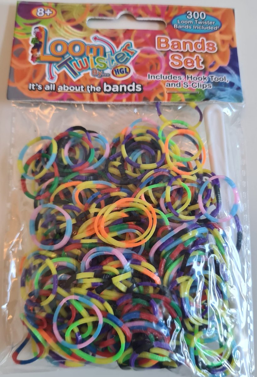 Loombandjes - Gestreept - 300 stuks - Loom bandjes  - Loomelastiekjes - Elastiekjes - Inlcusief S-Clips / Haakjes