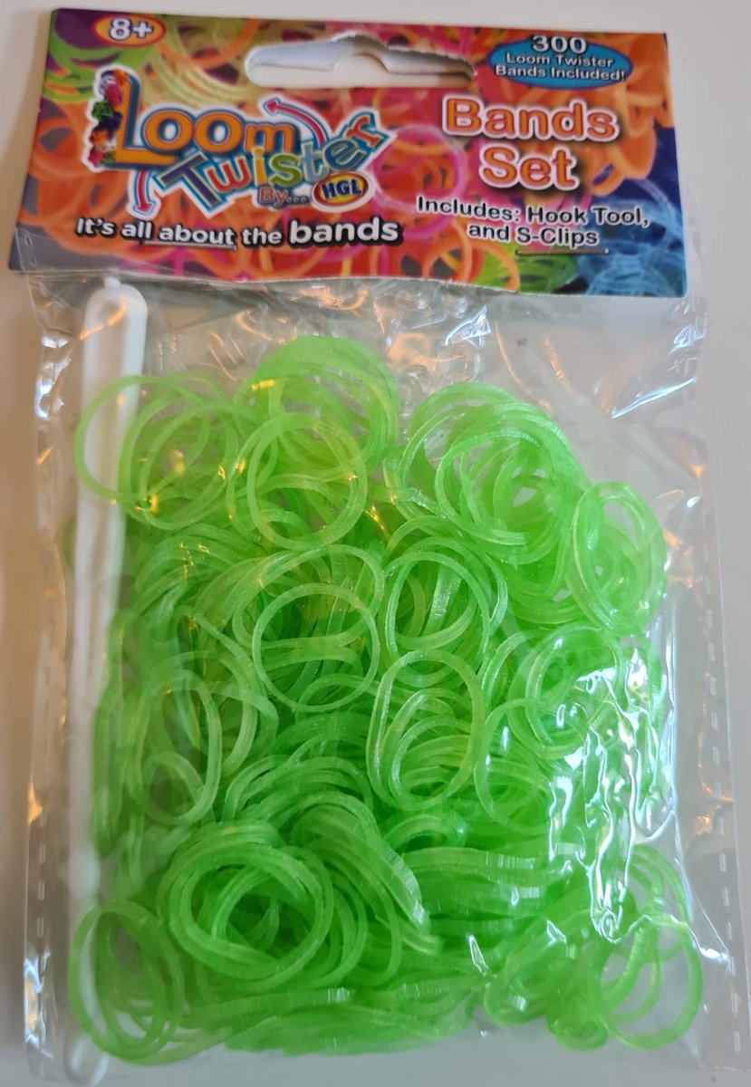 Loombandjes - Licht groen - 300 stuks - Loom bandjes - Loom Twister - Loomelastiekjes - Elastiekjes - Inlcusief S-Clips / Haakjes