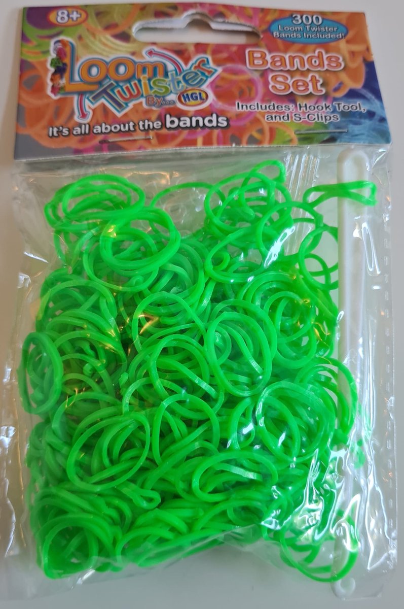 Loombandjes - Neon Groen - 300 stuks - Loom bandjes - Loom Twister -   - Elastiekjes - Inlcusief S-Clips / Haakjes