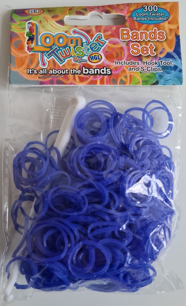 Loombandjes - Neon blauw - 300 stuks - Loom bandjes - Loom Twister -   - Elastiekjes - Inlcusief S-Clips / Haakjes