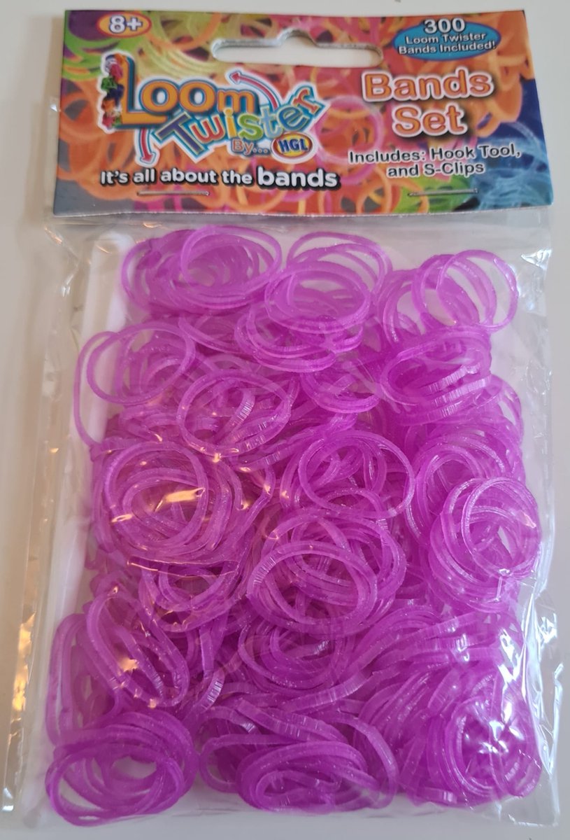 Loombandjes - Neon paars - 300 stuks - Loom bandjes - Loom Twister -   - Elastiekjes - Inlcusief S-Clips / Haakjes