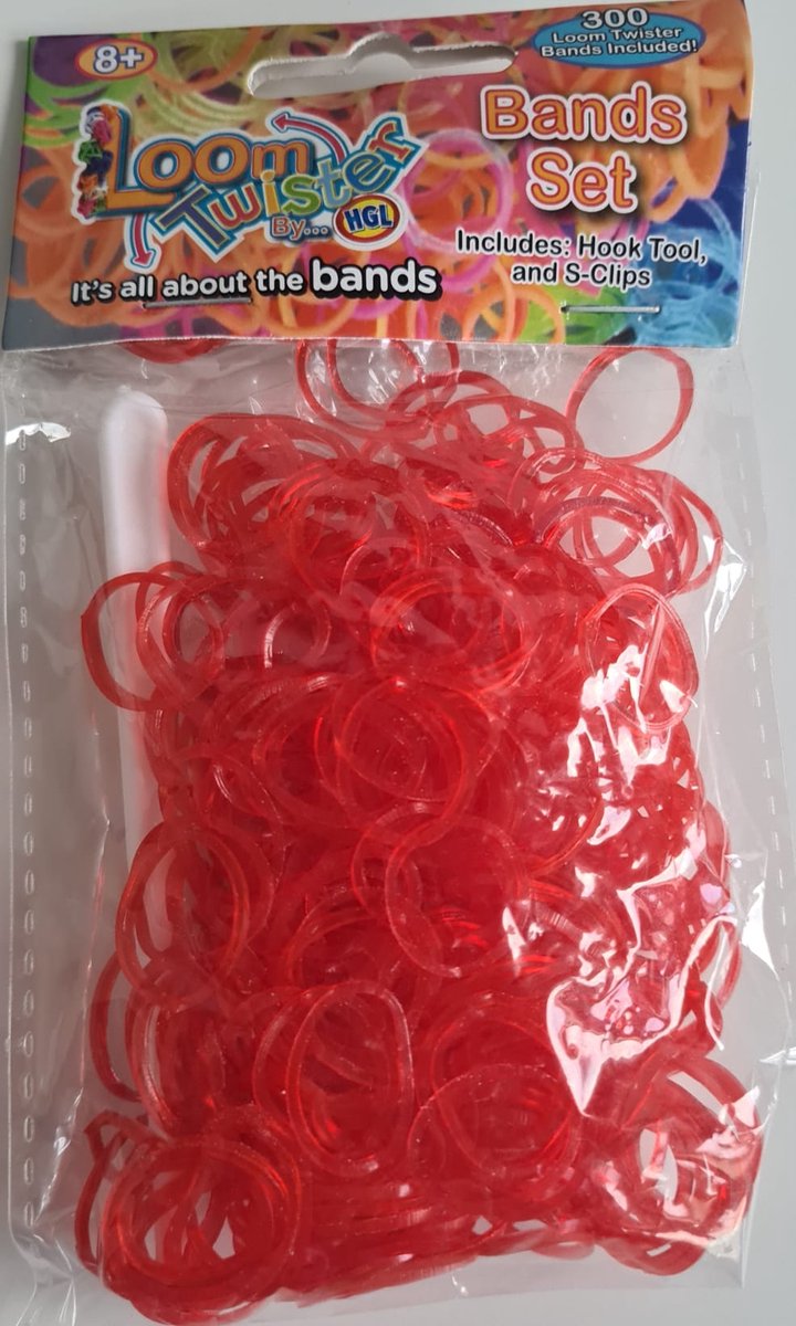 Loombandjes - Rood - 300 stuks - Loom bandjes - Loom Twister - Loomelastiekjes - Elastiekjes - Inlcusief S-Clips / Haakjes