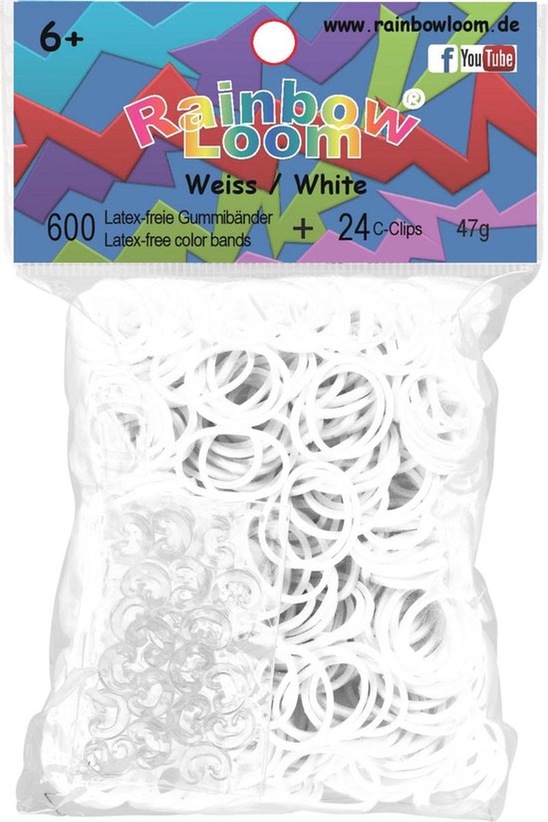 Rainbow Loombandjes - Wit - Junior Rubber 600 loom bandjes - Loom Elastiekjes