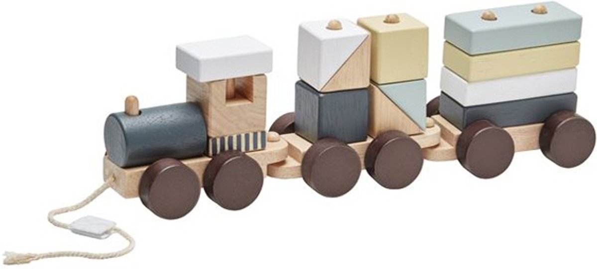 Houten Trein Met Blokken Naturel Kids Concept