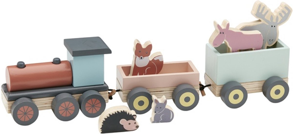 Houten speeltrein met diertjes Kids Concept