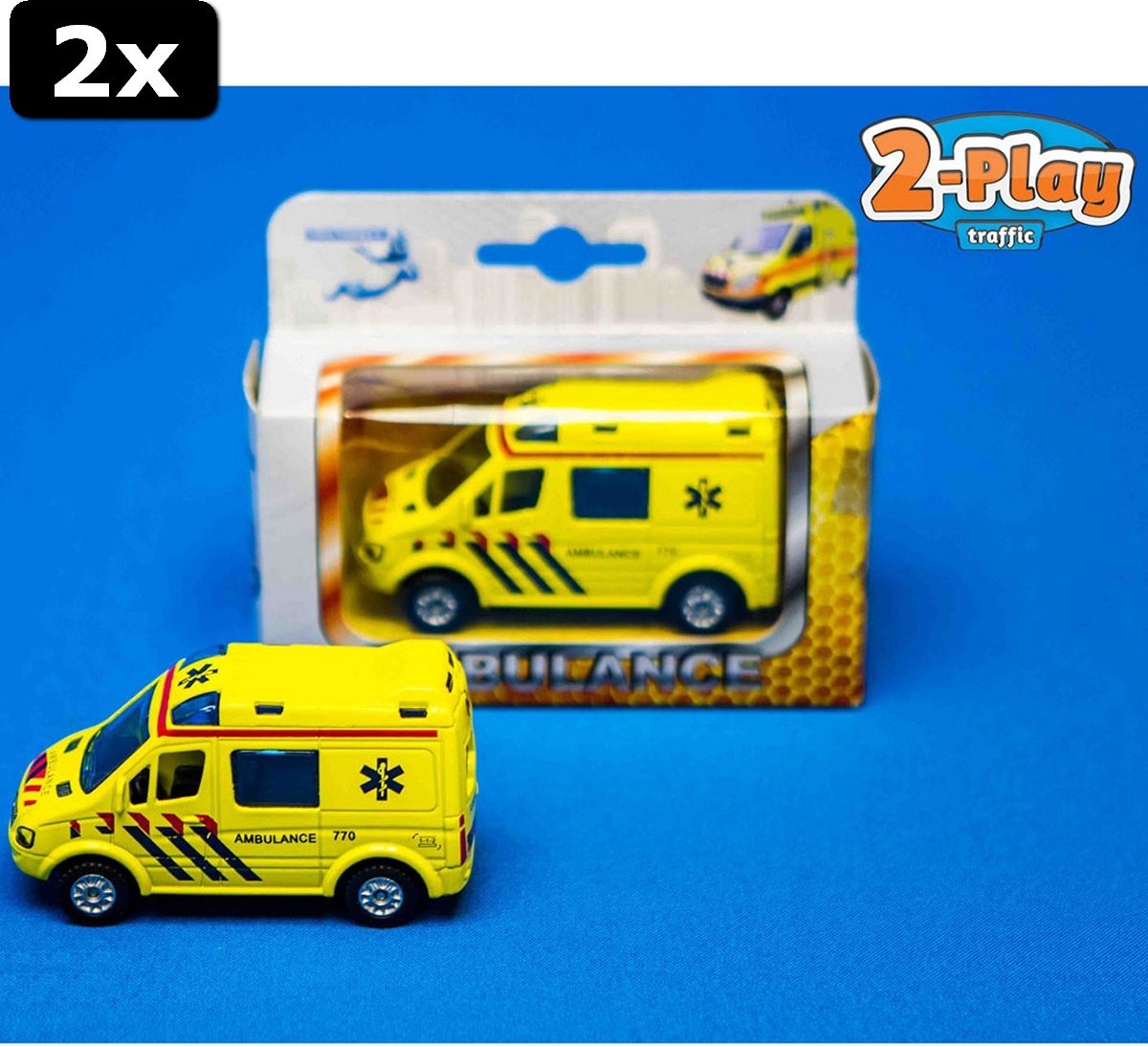 2x Diecast Pull Back Ambulance 8 cm